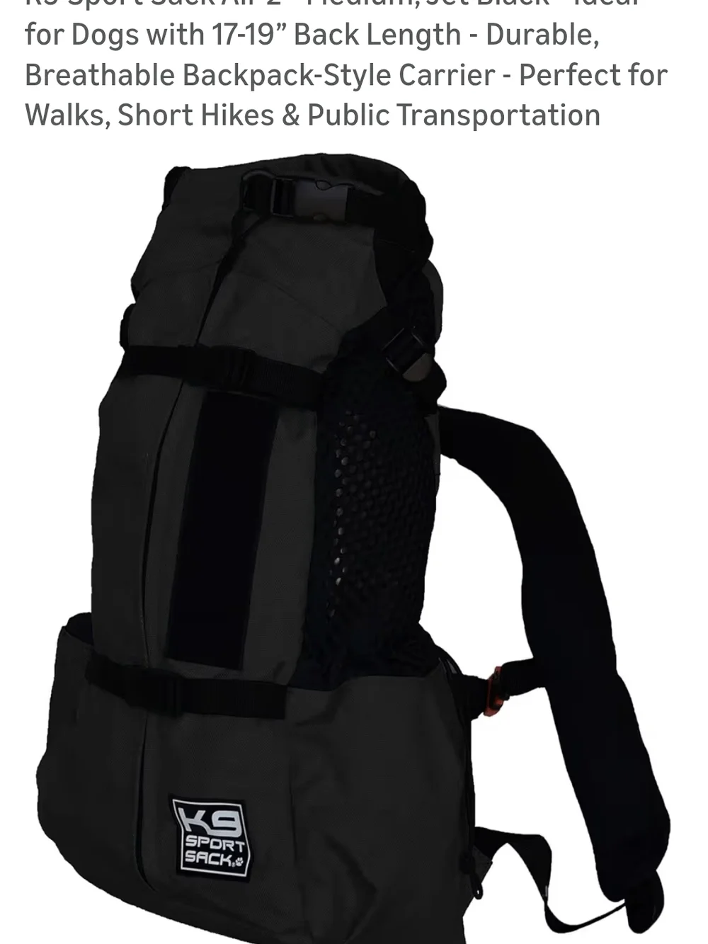 Black Dog Carrier Backpack